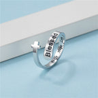 Anillo ajustable de la fe de la cruz bendita: paz, esperanza, amor