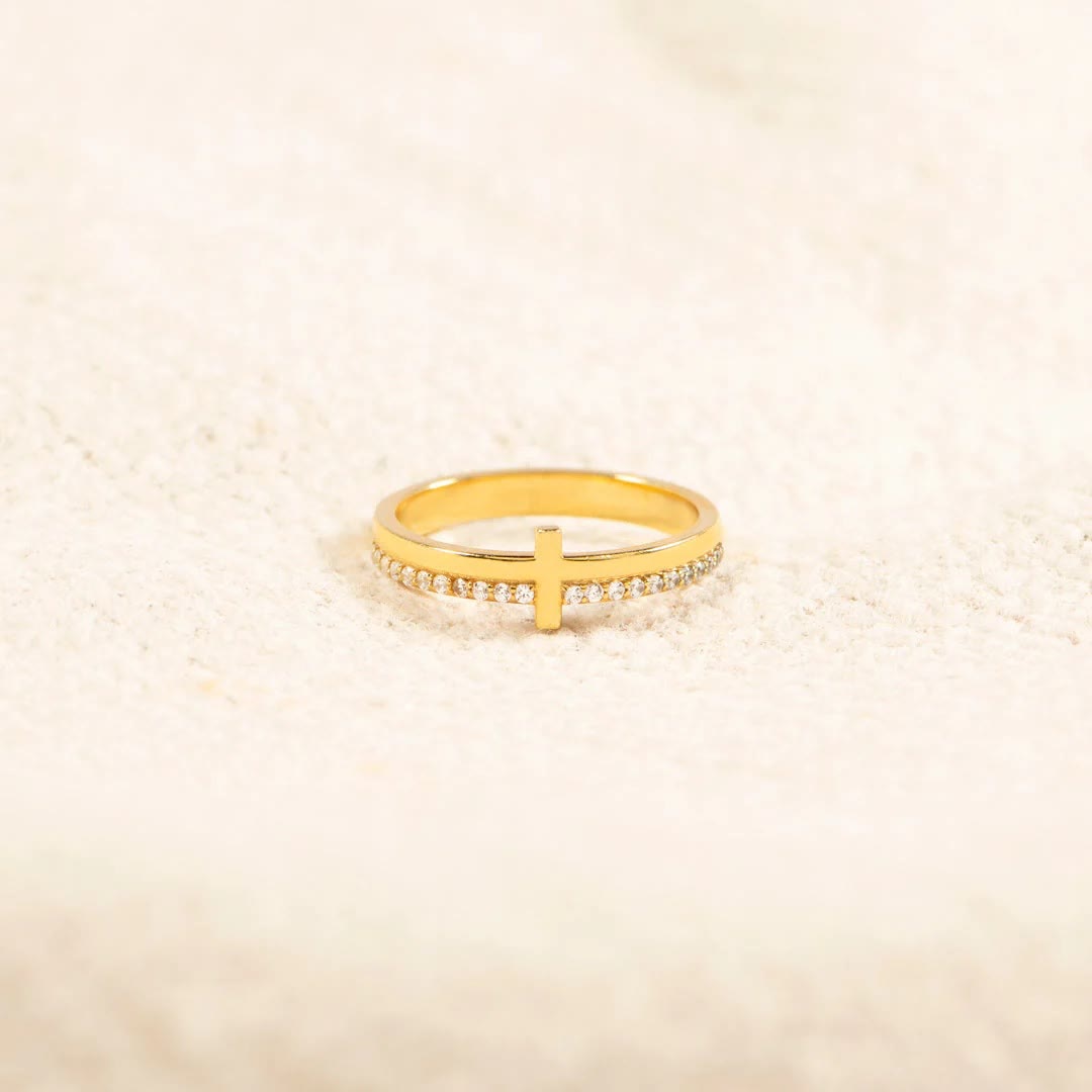 Bague en argent 925 JÉSUS et Croix « Prier » - Puiser la puissance divine par la foi