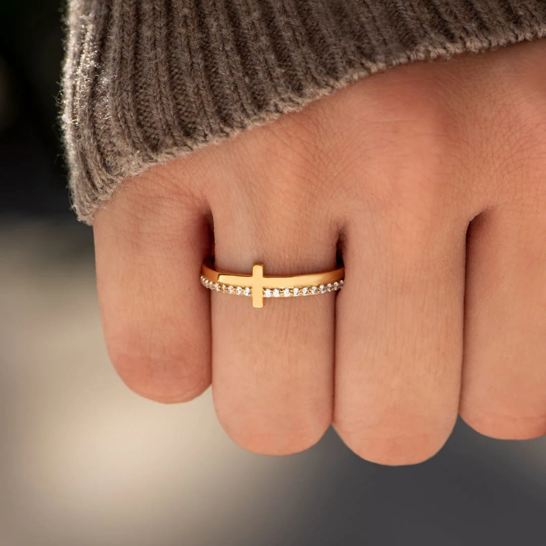 Bague en argent 925 JÉSUS et Croix « Prier » - Puiser la puissance divine par la foi
