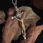 Collier Crucifix en Acier Bicolore - Le Sacrifice Divin