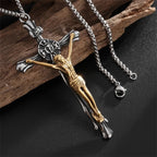 Collier Crucifix en Acier Bicolore - Le Sacrifice Divin
