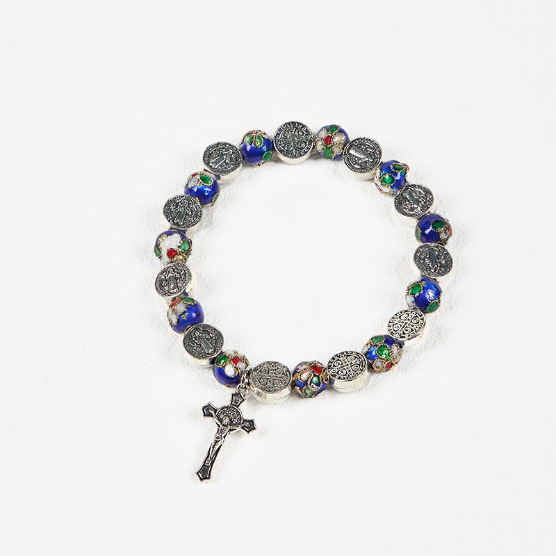 Pulsera de cuentas cloisonné azules hecha a mano con la bendición divina: Un símbolo de fe