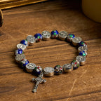 Pulsera de cuentas cloisonné azules hecha a mano con la bendición divina: Un símbolo de fe