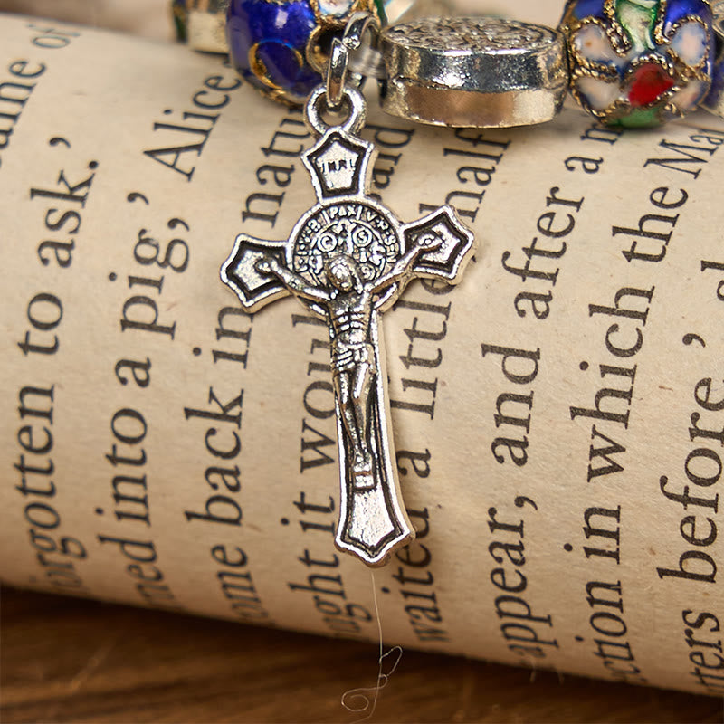 Pulsera de cuentas cloisonné azules hecha a mano con la bendición divina: Un símbolo de fe