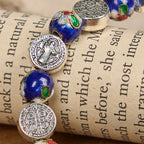 Pulsera de cuentas cloisonné azules hecha a mano con la bendición divina: Un símbolo de fe