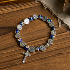 Pulsera de cuentas cloisonné azules hecha a mano con la bendición divina: Un símbolo de fe