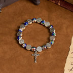 Pulsera de cuentas cloisonné azules hecha a mano con la bendición divina: Un símbolo de fe