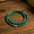 Bracelet Chapelet Malachite Verte Croix J'aime Jésus Foi