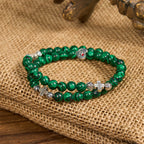 Bracelet Chapelet Malachite Verte Croix J'aime Jésus Foi