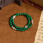 Bracelet Chapelet Malachite Verte Croix J'aime Jésus Foi