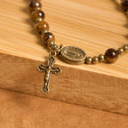 Pulsera elástica de rosario de Ojo de Tigre hecha a mano: Una gema espiritual de doble propósito