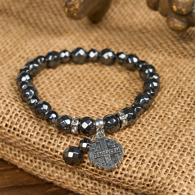 Jérusalem : Bracelet inspiré de la pierre noire brillante — Un symbole de foi