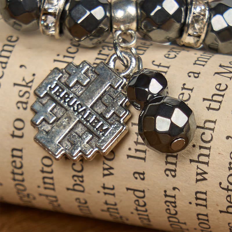 Jérusalem : Bracelet inspiré de la pierre noire brillante — Un symbole de foi