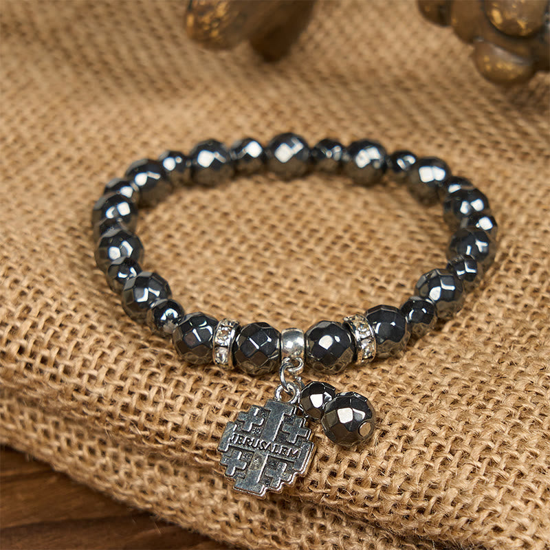 Jérusalem : Bracelet inspiré de la pierre noire brillante — Un symbole de foi
