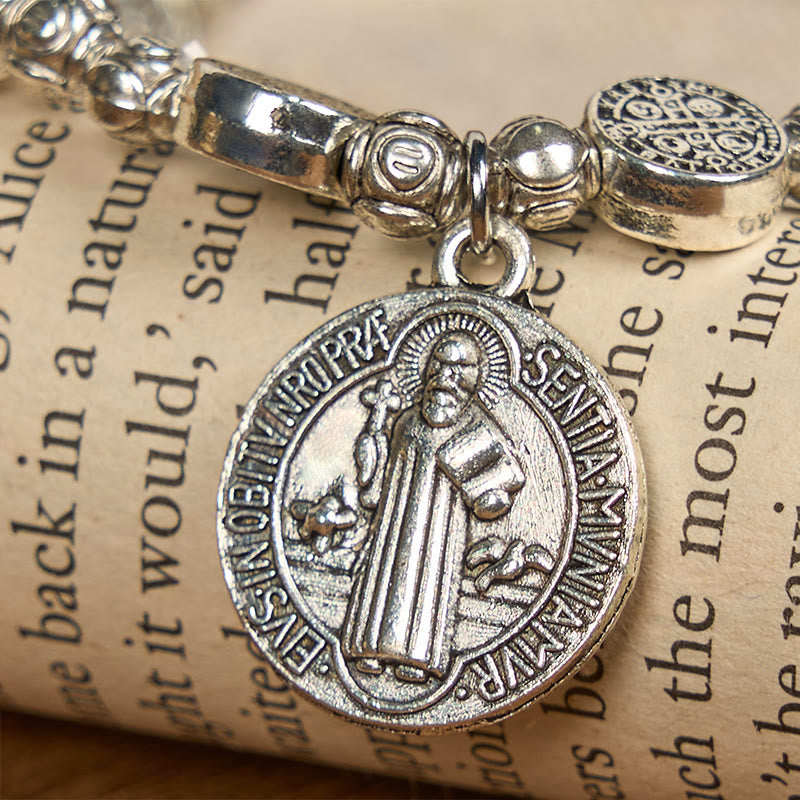 Bracelet Rosaire Crucifix Saint-Benoît : Accessoire chrétien intemporel pour l'expression quotidienne de la foi