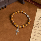 Pulsera Rosario de Jesús con Crucifijo: Joyería Espiritual Hecha a Mano con Artesanía Exquisita