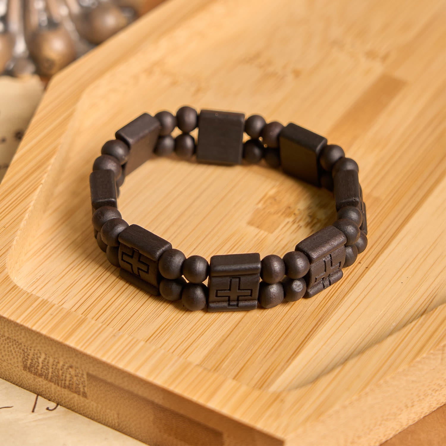 3colors Cross Wooden Bracelet: Symbol of Devotion and Beauty