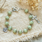 Chapelet Perles Vertes Lumineuses Bracelet : Douce Lumière de Foi