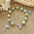Chapelet Perles Vertes Lumineuses Bracelet : Douce Lumière de Foi