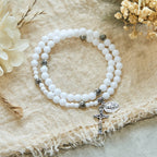 Pulsera de rosario con medalla milagrosa y crucifijo de cuentas blancas de 6 mm: un símbolo de fe