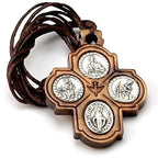 Collier Croix du Carmel en Bois d'Olivier 5 en 1