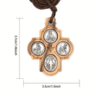 Collier Croix du Carmel en Bois d'Olivier 5 en 1