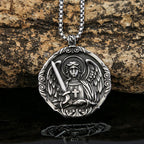 Collier pendentif en acier inoxydable Croix Ailes d'ange avec chaînes