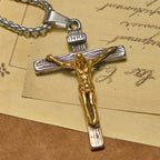 Pendentif Collier Crucifix 3 couleurs : Amulette Divine de Foi