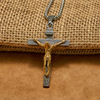 Pendentif Collier Crucifix 3 couleurs : Amulette Divine de Foi