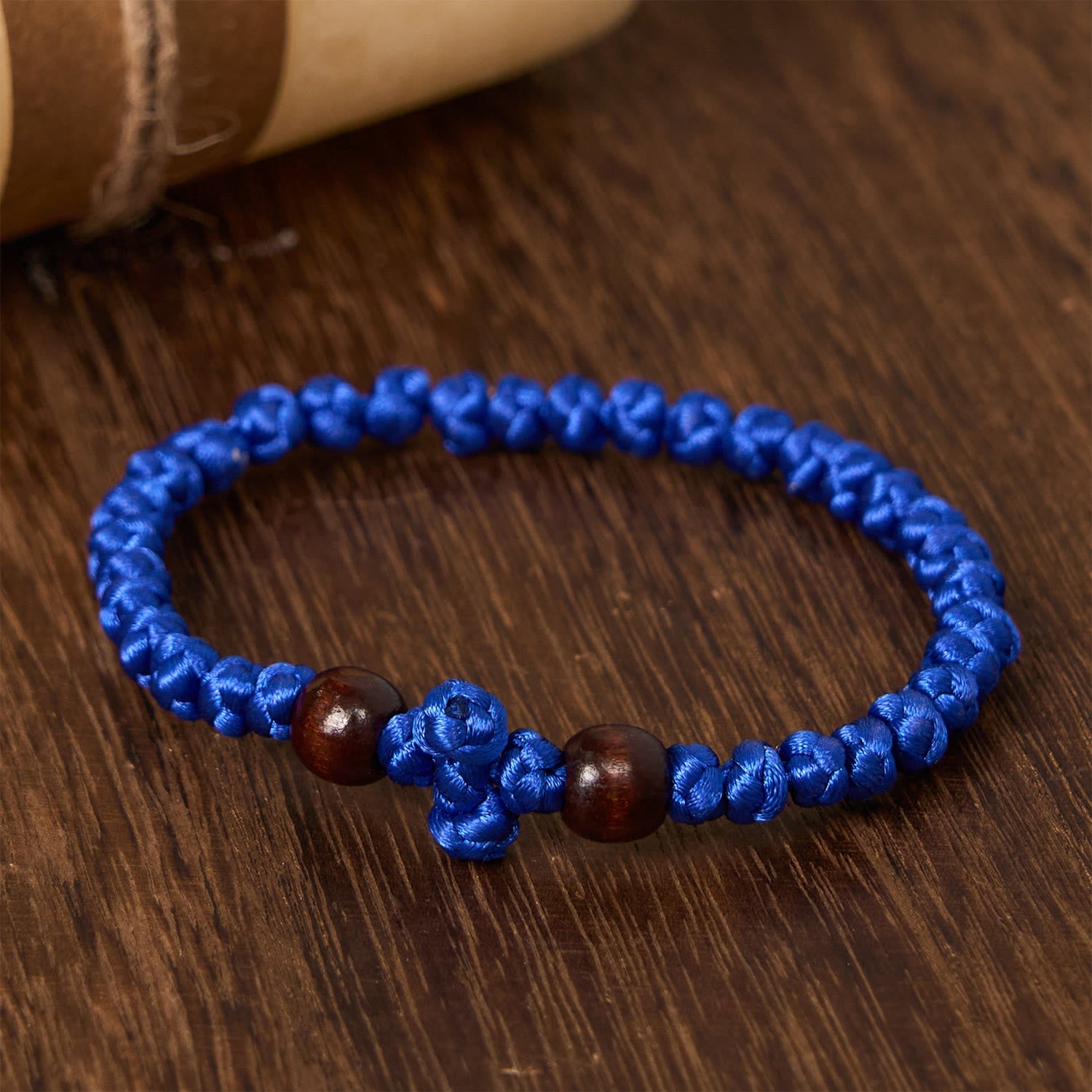 Blue & Black Cross - Knot String Bracelet: A Token of Faith