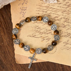 Bracelet Œil-de-Tigre Symbole Saint-Benoît : Un Mélange de Foi et de Beauté