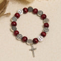 Pulsera de Cuentas Rojas y Colgante de San Benito Estilo Vintage: Preciado Símbolo de Guía Divina