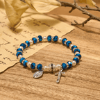 Pulsera elástica de cristal transparente moderno con crucifijo y medalla milagrosa: una declaración de fe contemporánea