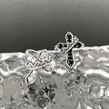 Anillo moderno de 2 colores con cruz y corona real: Atrevida fusión de fe y realeza