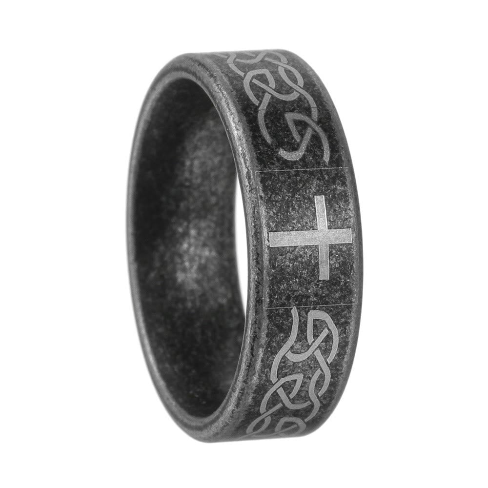 Bague artisanale en argent 925 vieilli avec nœud et croix celtiques : expression d'une identité fidèle