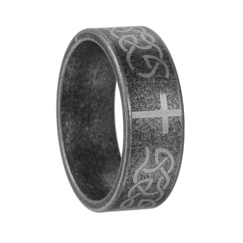 Bague artisanale en argent 925 vieilli avec nœud et croix celtiques : expression d'une identité fidèle