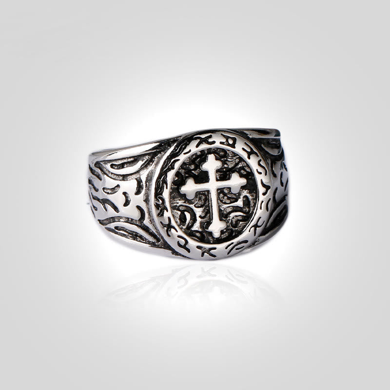 Bague classique en argent avec motif orné : relique de foi faite à la main