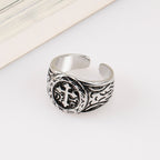 Bague classique en argent avec motif orné : relique de foi faite à la main