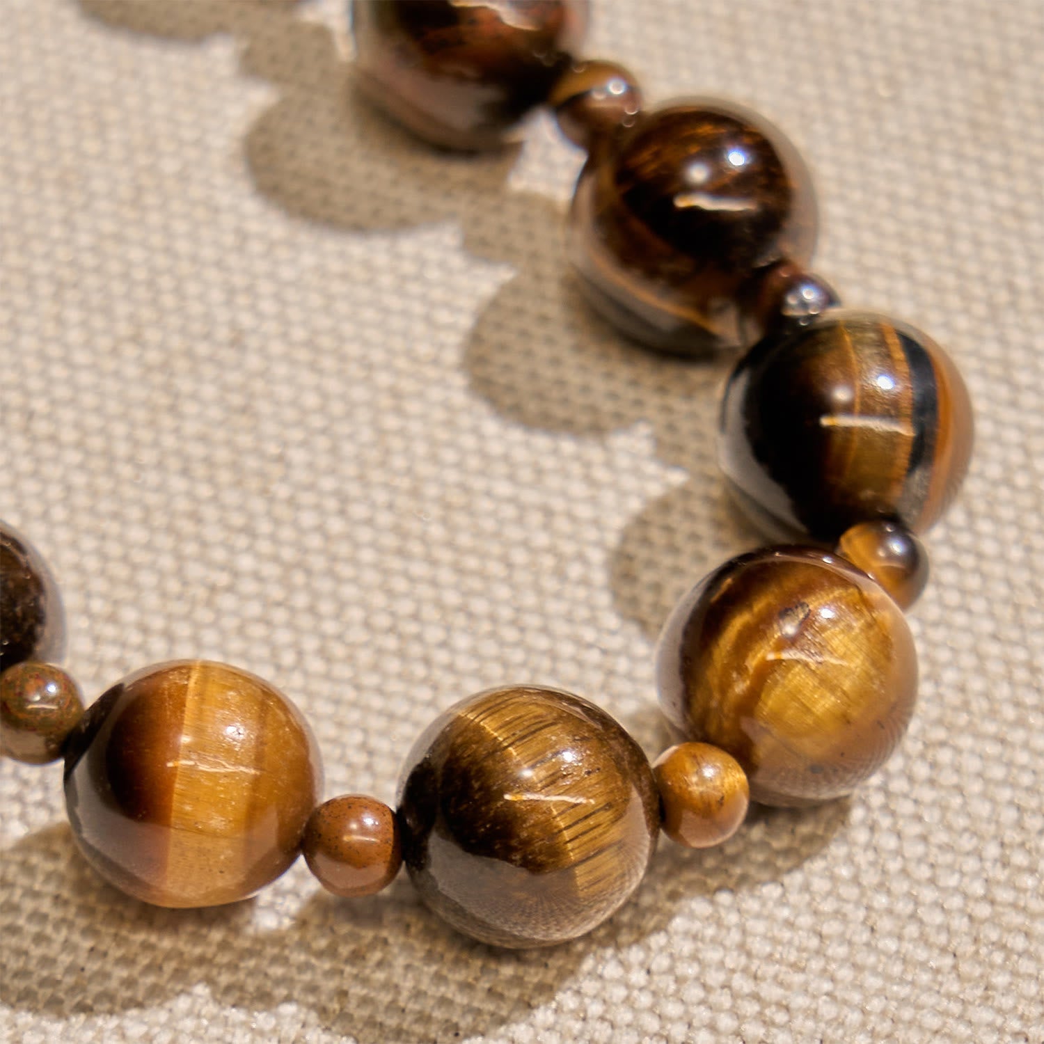 10mm Yellow Tiger's Eye Stone One Decade Rosary Bracelet