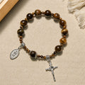 Pulsera de rosario de una década con ojo de tigre amarillo de 10 mm