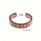 Anillo de Cobre Ajustable de Jesús Minimalista: Símbolo Distintivo de Fe