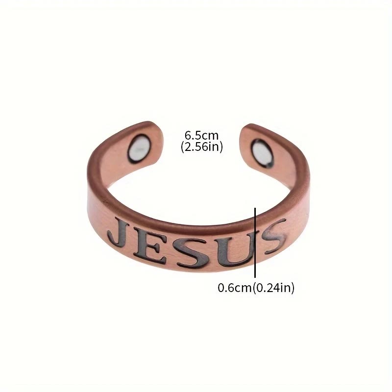 Anillo de Cobre Ajustable de Jesús Minimalista: Símbolo Distintivo de Fe