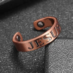 Anillo de Cobre Ajustable de Jesús Minimalista: Símbolo Distintivo de Fe