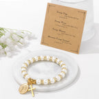 FOI PRIANTE : Bracelet élégant Médaille Miraculeuse Blanc avec Carte de Verset Biblique
