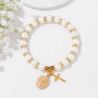 FOI PRIANTE : Bracelet élégant Médaille Miraculeuse Blanc avec Carte de Verset Biblique