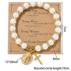 FOI PRIANTE : Bracelet élégant Médaille Miraculeuse Blanc avec Carte de Verset Biblique