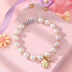 FOI PRIANTE : Bracelet élégant Médaille Miraculeuse Blanc avec Carte de Verset Biblique