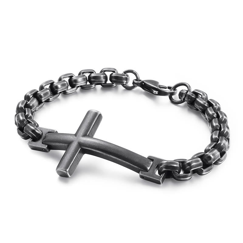 Pulsera con Cruz Minimalista Multicolor de Líneas Estilizadas y Alma Fiel