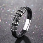 Pulsera clásica de cuero de la Santa Cruz de dos tonos con diseño trenzado