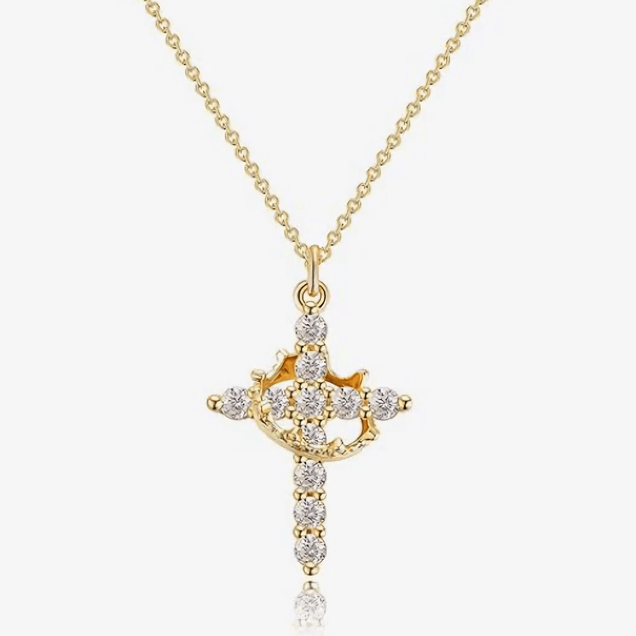 Pacto de Corona y Cruz: Moderno Collar de Cruz Coronada por la Fe con Tarjeta de Regalo